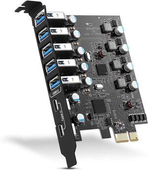 BUCIER PCI-E to USB 3.0 7-Port(2X USB-C - 5X Type-A) Expansion Card,PCI Express USB Add in Card, Internal USB3 Hub Converter for Desktop PC Adapter Support Windows 10/8/7/XP and MAC OS 10.8.2 Above