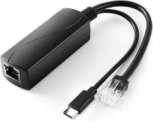 BUCIER Type C PoE Splitter 5V 2.4A Output, IEEE 802.3af Standard 10, 100Mbps for Type C RJ45 Port Power Over Ethernet Type C Splitter Adapter