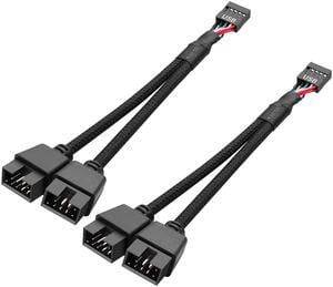BUCIER 2 Pack Motherboard USB 2.0 9Pin Header Splitter 9 Pin USB 2.0 Female to Dual 9 Pin Male Extension Header Cable Nylon Braided for PC Computer Internal Motherboard (Black)