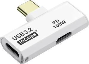 BUCIER USB C 3.2 Adapter 10Gbps USB C Male to Female with 100W PD Power Supply Adapter for Laptop Tablet Phone - White