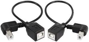 BUCIER USB 2.0 Type-B Printer Cable, 2-Pack USB 2.0 B Female to Type-B Male (90 Degree UP + Down Right Angle) Printer Short Extension Cable for Scanner, Mobile HDD and More (UP-Down)