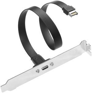 BUCIER USB 3.1 Front Panel Header Type-C Extension Cable with Panel Mount Screw 10 Gbps Type-E 20Pin Male to USB-C Female Adapter Cable with Full Height Bracket,30cm/11.8inch