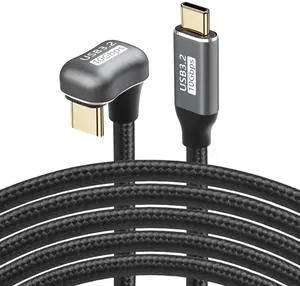 BUCIER USB C to C Cable 100W Opposite U Shape Back Angled Type C Male to Female Extension Data Cord 10Gbps Fast Charging Nylon Braided for C Devices (1.5M/4.9FT)