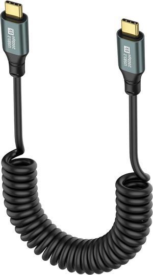 BUCIER Coiled USB C to USB C Cable USB 3.2 Type C 20Gbps PD 100W 8K@60Hz Fast Charging Data Cable for Phone, Tablet and Other USB Devices C-1.8M