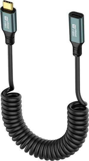 BUCIER Coiled USB C to USB C Cable USB 3.2 Type C 20Gbps PD 100W 8K@60Hz Fast Charging Data Cable for Phone, Tablet and Other USB Devices C-1.8M
