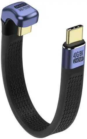 BUCIER 40Gbps USB4 Type C Extension Cable 240W 8K PD Fast Charge USB C to USB C U-Shaped Flat Ultra Thin FPC Data Cable Suitable for Laptops and Mobile Phones