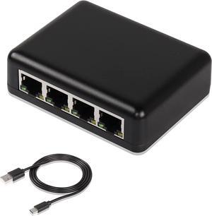 BUCIER RJ45 Network Splitter Adapter Gigabit,1000Mbps Ethernet Cable Splitter, RJ45 Network Extension Connector,Four Devices Share The Internet at The Same Time (Black Gigabit 1 to 4)