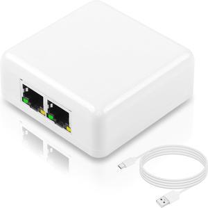 BUCIER RJ45 Network Splitter Adapter, Gigabit Ethernet Splitter 1 to 2 Adapter, 1000Mbps RJ45 Network Extension Connector,Two Devices Share The Internet at The Same Time(White Gigabit 1 to 2)