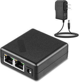 BUCIER Gigabit Ethernet Splitter RJ45 Network Splitter 1 to 2 1000Mbps with DC Power Supply Adapter for Computer, Hub, Switch, Router, ADSL, Set-top Box, Digital TV, etc