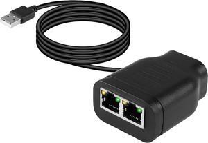 BUCIER Gigabit Network Splitter Adapter,RJ45 1 to 2 High Speed 1000/100Mbps Ethernet Splitter with USB Power Port for Computer, Hub, Switch, Router, ADSL, Set-top Box, Digital TV, etc