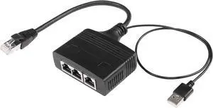 BUCIER RJ45 Network Splitter Adapter, Ethernet Cable Splitter, 1 to 3 Internet Splitter 100Mbps High Speed LAN Network Splitter,3 Devices Share The Internet at The Same Time (Black Male 1 to 3)