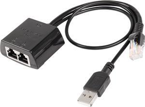 BUCIER RJ45 Network Splitter Adapter, Ethernet Cable Splitter 1 to 2, RJ45 Network Extension Connector,Two Devices Share The Internet at The Same Time (Black Male)