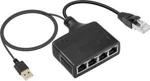 BUCIER Gigabit RJ45 Network Splitter Adapter, 1 to 4 Ethernet Splitter 1000Mbps High Speed LAN Network Splitter,4 Devices Share The Internet at The Same Time(1 to 4 Male Gigabit)