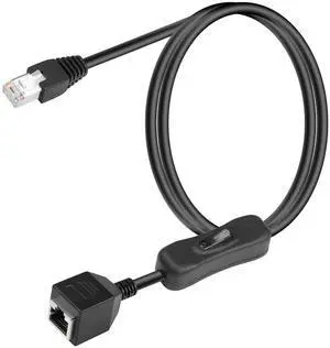 BUCIER Cat6 Ethernet Cable with On/Off Switch High Speed RJ45 Male to Female Extension Cable with 304 Switch Cat6 Internet Network Cable,1M 3.3FT (Male to Female)