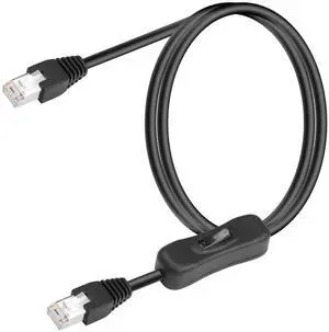 BUCIER 3.3Ft Cat6 Ethernet Cable with 304 On/Off Switch, RJ45 Male to Male Internet Network Cord, High Speed, Compatible with PC, Laptop, Router, Switch