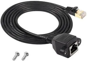 BUCIER Cat8 LAN Cable, RJ45 Male to Female Shielded Ethernet Network Connector Screw Panel Mount Extension Cable for Router Modem TV PC Computer Laptop (M/F 1.5M/4.9FT)