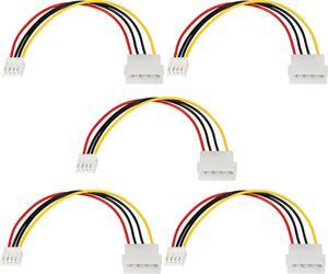 BUCIER Computer Molex 4 Pin Power Supply Extension Cable, 8 Inch IDE Power to Floppy Drive Power Interface Cable. 5-Pack (4Pin)