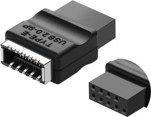 BUCIER USB 2.0 9Pin to Type-E Motherboard Header Extension Adapter USB 2.0 9-Pin Female to Type E Female Front Connector Converter Front Panel Adapter