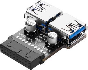 BUCIER USB 3.0 Front Panel Header USB 3.0 19/20Pin to Dual USB A Motherboard Header Adapter 19Pin Female to Double USB Type A Female Front Connector Converter