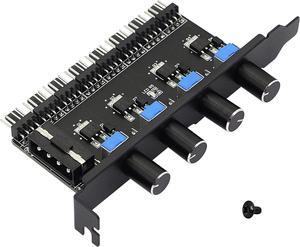 BUCIER 4 Knob Cooling Fan Speed Controller PC 8 Channels 12V Fan Hub for CPU Case HDD VGA PWM PCI Bracket- 4Pin Interface Power Supply (4 Pin 4Knob)