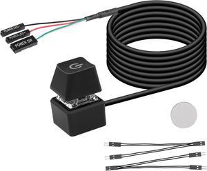 BUCIER Desktop Switch Desktop Computer Power Switch External Remote Start Computer Motherboard Power Switch Button Extension Cord with LED Light
