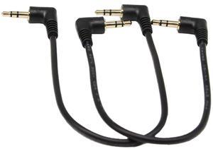 BUCIER 3.5mm Stereo Audio Cable, (2-Pack) Gold Plated 90 Degree Right & Left Angled 3.5mm Male to Male Stereo Audio Cable for Smartphones, Tablets, Media Players(3-P,9inch)