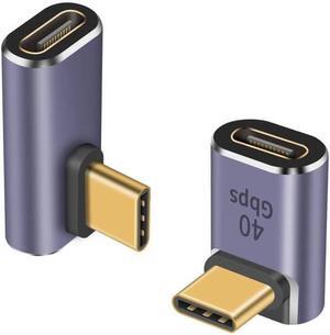 BUCIER USB C 90 Degree Adapter 40Gbps, Right Angle USB C Adapter 100W, USB Type C Extender Connector Adapter for Thunderbolt 4/3, Steam Deck, iPhone 15, Switch, iPhone
