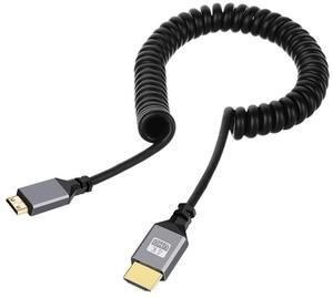 BUCIER Mini HDMI 2.0 Male to HDMI Male 4K 60hz Stretch Coiled Cable Straight Connector for HDTV Computer Laptop Monitor