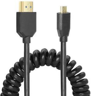 BUCIER Micro HDMI to HDMI Cable Coiled 8K HDMI 2.1 Telescopic Cable High Speed Cable Support 120Hz 48Gbps Dynamic HDR for Digital Cameras (Straight)