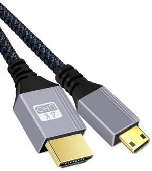 BUCIER Mini HDMI to HDMI Cable 6.6FT,for HDTV, Tablet, Camera and Camcorder [Aluminum Shell, Nylon Braided] (4K 60Hz) High Speed HDMI to Mini HDMI Male Bi-Directional 2.0 Cord