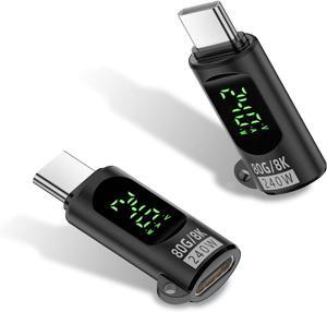 BUCIER 80Gbps USB C Adapter with Digital Display, Thunderbolt 4 Connector 240W, 8K@60Hz, USB C Watt Meter Display Adapter for iPhone 16/15 Series,Thunderbol5/4/3, Game Controller, Black (2-Pack)