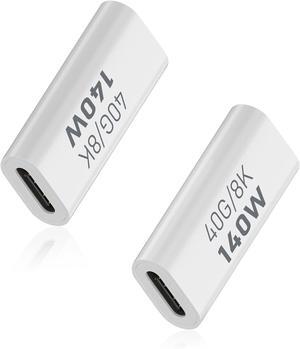 BUCIER USB C Coupler 40Gbps, PD140W and 8K@60Hz Video Display, USB C Female to Female Adapter, Type C to Type C for Thunderbolt 4/3, MacBook Pro/Air, iPad, Laptop, Phones (2Pack)