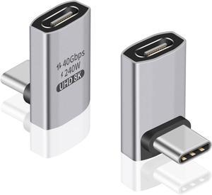 BUCIER USB C 90 Degree Adapter, 40Gbps, Right Angle Male to Female, Supports 8K Video for iPad, MacBook, Tablet, Phone, 2 Pack