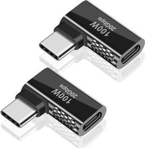 BUCIER 90 Degree USB C Adapter PD 100w, Right Angle USB C Extender Adapter, 90 Degreer USB Type C Male to Female Support 20Gbps Data Transfer for steam Deck Accessories, Laptop, Tablet 2 Pack