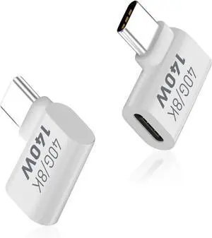 BUCIER Right Angle USB C Male to USB C Female Adapter, USB Type C 3.1 Extender Support 40Gbps Data Transfer PD 140W for MacBook, Switch, Steam Deck, iPhone 15 and More Laptop, Tablet, Phone 2 Pack