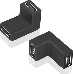 BUCIER 90 Degree USB C Female to Female Adapter, 10GBbps USB C Coupler Adapter, Right Angle Type C 3.1 Connector Support Fast Charging and Data Transfer for Laptop, Phone (2 Pack)