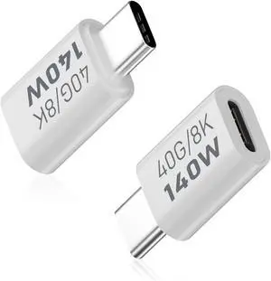 BUCIER USB C Male to Female Adapter 40Gbps, USB Type C Extender Adapter Support 140W, 8K@60Hz for Thunderbolt 4/3, MacBook, Laptop, iPhone 15, Tablet, Phones and More Type C Devices 2 Pack
