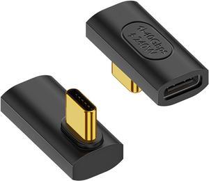 BUCIER 240W PD USB C 90 Degree Male to Female Adapter - 40Gbps, Right Angle Extender for Steam Deck, Thunderbolt 4/3, MacBook, iMac, iPad - 2 Pack