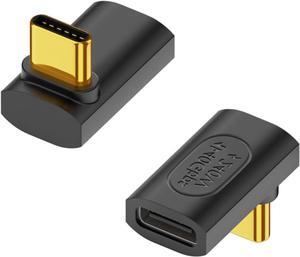 BUCIER USB C 90 Degree Adapter 240W, 40Gbps USB C Male to Female Adapter, USB C Angle Adapter Compatible with Thunderbolt 4 for Steam Deck, MacBook, Switch, iPhone 15 2 Pack