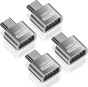 BUCIER USB C to USB Adapter 10Gbps, Type C Male to A Female Extension Adapater Support Data Transfer and Charging for Phone, Laptop, USB Keyboard 4 Pack (Silver)