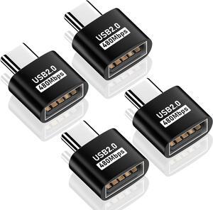 BUCIER USB C to USB Adapter, USB Type C Male to USB 2.0 Female Extension Connector, USB to USB C Adapter, Support 480Mbps Data Transfer, OTG Function and Charging for Phone, Laptop (4, Black)