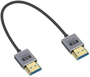 BUCIER Ultra Thin 8K Short HDMI Cable 1FT, Ultra Thin/coaxial Short HDMI Male to Male Cable 48Gbps, HDMI 2.1 Cable OD2.5mm, Support 8K@60Hz, 4K@240Hz, eARC, for Camera, Monitor, HDTV
