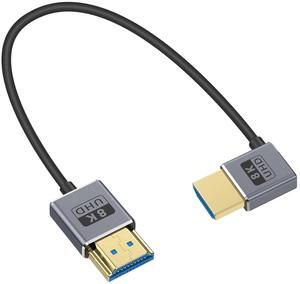 BUCIER 8K 90 Degree HDMI Cable, Left Angle HDMI Male to Male Cable,48Gbps Ultra Thin HDMI Cord OD2.5mm, Support 8K@60Hz, 4K@240Hz, Dynamic HDR, eARC, for GH5S, PS5, Xbox One Monitor,PC.1FT/30cm