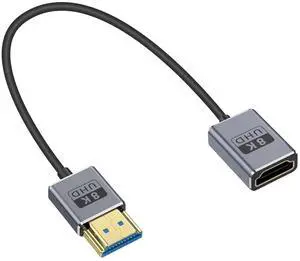 BUCIER Coaxial 8K HDMI Extension Cable 1 Foot/30cm, Ultra Thin HDMI Male to Female Cord, Short HDMI Cable Ultra High Speed 48Gbps Bandwidths Support 8K@60Hz, 4K@240Hz for GH5S, PS5,PC