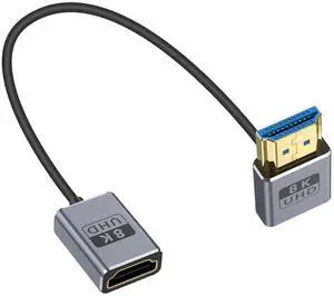 BUCIER 8K 90 Degree HDMI Extension Cable 1FT, Down Angle HDMI Male to Female Cable (48Gbps Bandwidths, 8K@60Hz, 4K@240Hz) for GH5S, PS5, Xbox One Monitor,PC