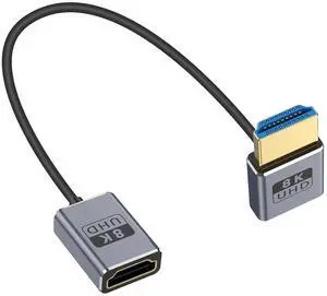 BUCIER 8K High Speed HDMI Extension Cable 1FT, Coaxial/Ultra Thin UP Angle 90 Degree HDMI Male to Female Cable Support 8K@60Hz, 4K@240Hz for GH5S, PS5, Xbox, PlayStation etc