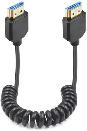 BUCIER 8K HDMI Coiled Cable 1-4FT, 48Gbps Short HDMI Cable Coiled with 8K@60Hz, 4K@240Hz and HDR for ATOMOS Ninja V S.ony A7siii C.anon C300 C500 Ronin RS2 Monitor Camera, Capture Cards, PS5
