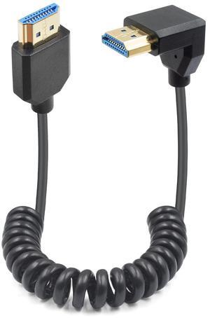 BUCIER 90 Degree HDMI Coiled Cable 8K, Extreme Thin Down Angled HDMI Male to Male Coiled Cable, Short HDMI Cable High Speed 48Gbps Support 8K@60Hz 4K@120 for TV/Xbox /PS4 /PS5 4FT/1.2M