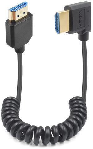 BUCIER 8K Right Angle HDMI Cable 1FT-4FT, Coiled HDMI Cable 48Gbps, Extreme Thin HDMI Male to Male Coiled Cable Support Dynamic HDR, Has 8K@60Hz Resolution Backward Compatible 4K Ultra HD, 1080p, 3D
