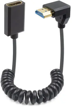 BUCIER 8K HDMI Extender Coiled Cable, 4FT/1.2M 90 Degree HDMI Extension with 8K 60Hz Video and 3D HDR for TV, HDTV, Laptop, PC